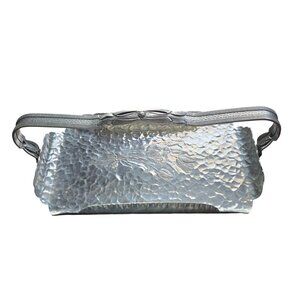 Vintage 1950s Rodney Kent Hammered Handles Aluminum Tray Retro Chic